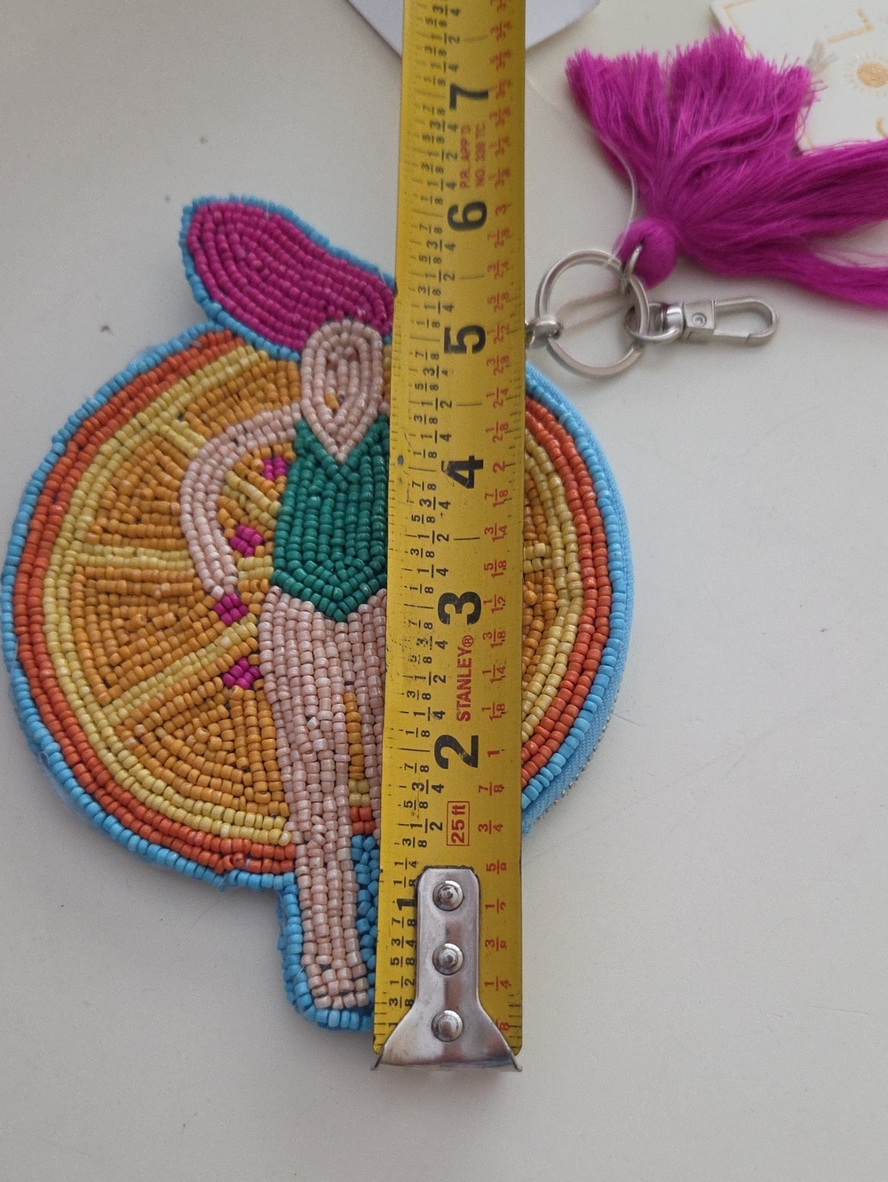 Sol and Mer Beaded Swimmer Citrus Fruit Float Coin Purse Pouch Tassel NWT - Picture 4 of 5